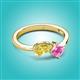 2 - Lysha 1.71 ctw Yellow Sapphire Pear Shape (7x5 mm) & Lab Created Pink Sapphire Cushion Shape (5.00 mm) Toi Et Moi Engagement Ring 