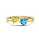 1 - Lysha 1.65 ctw Yellow Sapphire Pear Shape (7x5 mm) & Blue Topaz Cushion Shape (5.00 mm) Toi Et Moi Engagement Ring 