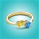 2 - Lysha 1.65 ctw Yellow Sapphire Pear Shape (7x5 mm) & Blue Topaz Cushion Shape (5.00 mm) Toi Et Moi Engagement Ring 
