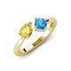 3 - Lysha 1.65 ctw Yellow Sapphire Pear Shape (7x5 mm) & Blue Topaz Cushion Shape (5.00 mm) Toi Et Moi Engagement Ring 