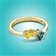 2 - Lysha 1.71 ctw Yellow Sapphire Pear Shape (7x5 mm) & Lab Created Alexandrite Cushion Shape (5.00 mm) Toi Et Moi Engagement Ring 