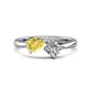 1 - Lysha 1.47 ctw Yellow Sapphire Pear Shape (7x5 mm) & Moissanite Cushion Shape (5.00 mm) Toi Et Moi Engagement Ring 