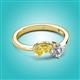 2 - Lysha 1.47 ctw Yellow Sapphire Pear Shape (7x5 mm) & Moissanite Cushion Shape (5.00 mm) Toi Et Moi Engagement Ring 