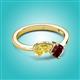 2 - Lysha 1.65 ctw Yellow Sapphire Pear Shape (7x5 mm) & Red Garnet Cushion Shape (5.00 mm) Toi Et Moi Engagement Ring 