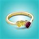 2 - Lysha 1.52 ctw Yellow Sapphire Pear Shape (7x5 mm) & Rhodolite Garnet Cushion Shape (5.00 mm) Toi Et Moi Engagement Ring 