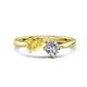 1 - Lysha 1.40 ctw Yellow Sapphire Pear Shape (7x5 mm) & Lab Grown Diamond Cushion Shape (5.00 mm) Toi Et Moi Engagement Ring 