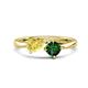 1 - Lysha 1.45 ctw Yellow Sapphire Pear Shape (7x5 mm) & Lab Created Emerald Cushion Shape (5.00 mm) Toi Et Moi Engagement Ring 