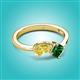 2 - Lysha 1.45 ctw Yellow Sapphire Pear Shape (7x5 mm) & Lab Created Emerald Cushion Shape (5.00 mm) Toi Et Moi Engagement Ring 