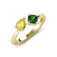 3 - Lysha 1.45 ctw Yellow Sapphire Pear Shape (7x5 mm) & Lab Created Emerald Cushion Shape (5.00 mm) Toi Et Moi Engagement Ring 