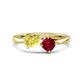 1 - Lysha 1.71 ctw Yellow Sapphire Pear Shape (7x5 mm) & Lab Created Ruby Cushion Shape (5.00 mm) Toi Et Moi Engagement Ring 
