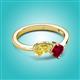 2 - Lysha 1.71 ctw Yellow Sapphire Pear Shape (7x5 mm) & Lab Created Ruby Cushion Shape (5.00 mm) Toi Et Moi Engagement Ring 