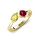 3 - Lysha 1.71 ctw Yellow Sapphire Pear Shape (7x5 mm) & Lab Created Ruby Cushion Shape (5.00 mm) Toi Et Moi Engagement Ring 