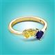 2 - Lysha 1.71 ctw Yellow Sapphire Pear Shape (7x5 mm) & Lab Created Blue Sapphire Cushion Shape (5.00 mm) Toi Et Moi Engagement Ring 