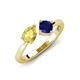 3 - Lysha 1.71 ctw Yellow Sapphire Pear Shape (7x5 mm) & Lab Created Blue Sapphire Cushion Shape (5.00 mm) Toi Et Moi Engagement Ring 