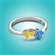 2 - Lysha 1.65 ctw Yellow Sapphire Pear Shape (7x5 mm) & Blue Topaz Cushion Shape (5.00 mm) Toi Et Moi Engagement Ring 