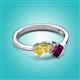 2 - Lysha 1.52 ctw Yellow Sapphire Pear Shape (7x5 mm) & Rhodolite Garnet Cushion Shape (5.00 mm) Toi Et Moi Engagement Ring 
