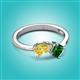 3 - Lysha 1.45 ctw Yellow Sapphire Pear Shape (7x5 mm) & Lab Created Emerald Cushion Shape (5.00 mm) Toi Et Moi Engagement Ring 