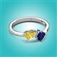2 - Lysha 1.71 ctw Yellow Sapphire Pear Shape (7x5 mm) & Lab Created Blue Sapphire Cushion Shape (5.00 mm) Toi Et Moi Engagement Ring 