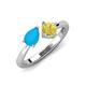 3 - Lysha 1.16 ctw Turquoise Pear Shape (7x5 mm) & Lab Created Yellow Sapphire Cushion Shape (5.00 mm) Toi Et Moi Engagement Ring 