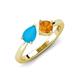 3 - Lysha 0.85 ctw Turquoise Pear Shape (7x5 mm) & Citrine Cushion Shape (5.00 mm) Toi Et Moi Engagement Ring 