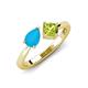 3 - Lysha 1.00 ctw Turquoise Pear Shape (7x5 mm) & Peridot Cushion Shape (5.00 mm) Toi Et Moi Engagement Ring 