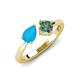 3 - Lysha 1.16 ctw Turquoise Pear Shape (7x5 mm) & Lab Created Alexandrite Cushion Shape (5.00 mm) Toi Et Moi Engagement Ring 