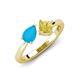 3 - Lysha 1.16 ctw Turquoise Pear Shape (7x5 mm) & Lab Created Yellow Sapphire Cushion Shape (5.00 mm) Toi Et Moi Engagement Ring 