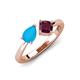 3 - Lysha 0.97 ctw Turquoise Pear Shape (7x5 mm) & Rhodolite Garnet Cushion Shape (5.00 mm) Toi Et Moi Engagement Ring 
