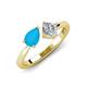 3 - Lysha 0.85 ctw Turquoise Pear Shape (7x5 mm) & Natural Diamond Cushion Shape (5.00 mm) Toi Et Moi Engagement Ring 