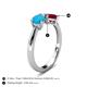 4 - Lysha 1.16 ctw Turquoise Pear Shape (7x5 mm) & Lab Created Ruby Cushion Shape (5.00 mm) Toi Et Moi Engagement Ring 
