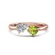 1 - Lysha 1.55 ctw White Sapphire Pear Shape (7x5 mm) & Peridot Cushion Shape (5.00 mm) Toi Et Moi Engagement Ring 