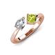 3 - Lysha 1.55 ctw White Sapphire Pear Shape (7x5 mm) & Peridot Cushion Shape (5.00 mm) Toi Et Moi Engagement Ring 