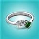 2 - Lysha 1.45 ctw White Sapphire Pear Shape (7x5 mm) & Lab Created Emerald Cushion Shape (5.00 mm) Toi Et Moi Engagement Ring 