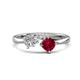 1 - Lysha 1.71 ctw White Sapphire Pear Shape (7x5 mm) & Lab Created Ruby Cushion Shape (5.00 mm) Toi Et Moi Engagement Ring 