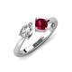 3 - Lysha 1.71 ctw White Sapphire Pear Shape (7x5 mm) & Lab Created Ruby Cushion Shape (5.00 mm) Toi Et Moi Engagement Ring 
