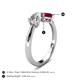 4 - Lysha 1.71 ctw White Sapphire Pear Shape (7x5 mm) & Lab Created Ruby Cushion Shape (5.00 mm) Toi Et Moi Engagement Ring 