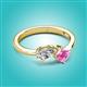 2 - Lysha 1.71 ctw White Sapphire Pear Shape (7x5 mm) & Lab Created Pink Sapphire Cushion Shape (5.00 mm) Toi Et Moi Engagement Ring 