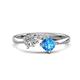 1 - Lysha 1.65 ctw White Sapphire Pear Shape (7x5 mm) & Blue Topaz Cushion Shape (5.00 mm) Toi Et Moi Engagement Ring 