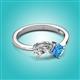 2 - Lysha 1.65 ctw White Sapphire Pear Shape (7x5 mm) & Blue Topaz Cushion Shape (5.00 mm) Toi Et Moi Engagement Ring 
