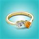2 - Lysha 1.40 ctw White Sapphire Pear Shape (7x5 mm) & Citrine Cushion Shape (5.00 mm) Toi Et Moi Engagement Ring 