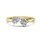 1 - Lysha 1.47 ctw White Sapphire Pear Shape (7x5 mm) & Moissanite Cushion Shape (5.00 mm) Toi Et Moi Engagement Ring 