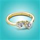 2 - Lysha 1.47 ctw White Sapphire Pear Shape (7x5 mm) & Moissanite Cushion Shape (5.00 mm) Toi Et Moi Engagement Ring 