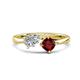 1 - Lysha 1.65 ctw White Sapphire Pear Shape (7x5 mm) & Red Garnet Cushion Shape (5.00 mm) Toi Et Moi Engagement Ring 
