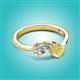 2 - Lysha 1.71 ctw White Sapphire Pear Shape (7x5 mm) & Lab Created Yellow Sapphire Cushion Shape (5.00 mm) Toi Et Moi Engagement Ring 