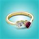 2 - Lysha 1.52 ctw White Sapphire Pear Shape (7x5 mm) & Rhodolite Garnet Cushion Shape (5.00 mm) Toi Et Moi Engagement Ring 