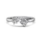 1 - Lysha 1.40 ctw White Sapphire Pear Shape (7x5 mm) & Natural Diamond Cushion Shape (5.00 mm) Toi Et Moi Engagement Ring 