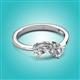 2 - Lysha 1.40 ctw White Sapphire Pear Shape (7x5 mm) & Natural Diamond Cushion Shape (5.00 mm) Toi Et Moi Engagement Ring 