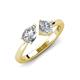 3 - Lysha 1.40 ctw White Sapphire Pear Shape (7x5 mm) & Natural Diamond Cushion Shape (5.00 mm) Toi Et Moi Engagement Ring 