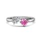 1 - Lysha 1.71 ctw White Sapphire Pear Shape (7x5 mm) & Lab Created Pink Sapphire Cushion Shape (5.00 mm) Toi Et Moi Engagement Ring 