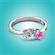 2 - Lysha 1.71 ctw White Sapphire Pear Shape (7x5 mm) & Lab Created Pink Sapphire Cushion Shape (5.00 mm) Toi Et Moi Engagement Ring 